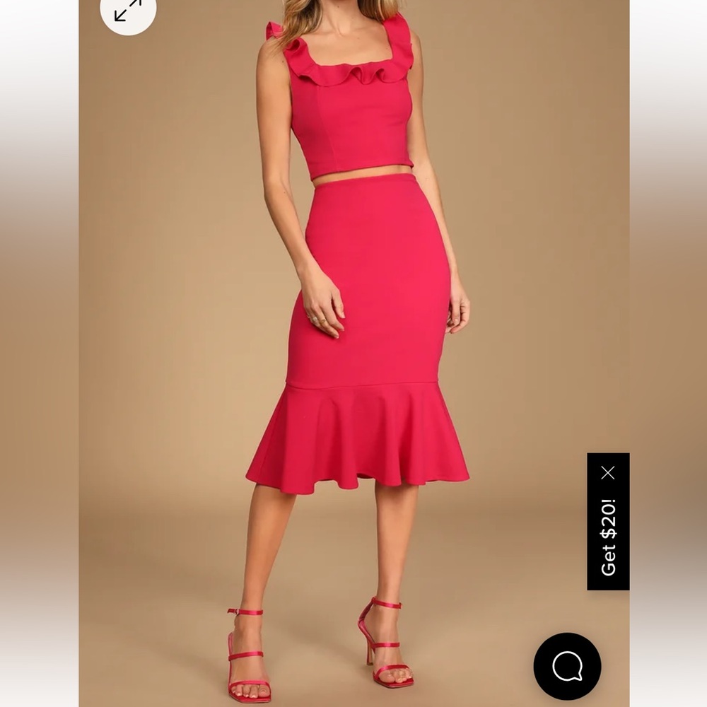 Pink Ruffle Two Piece Skirt Set - Picture 5 of 11